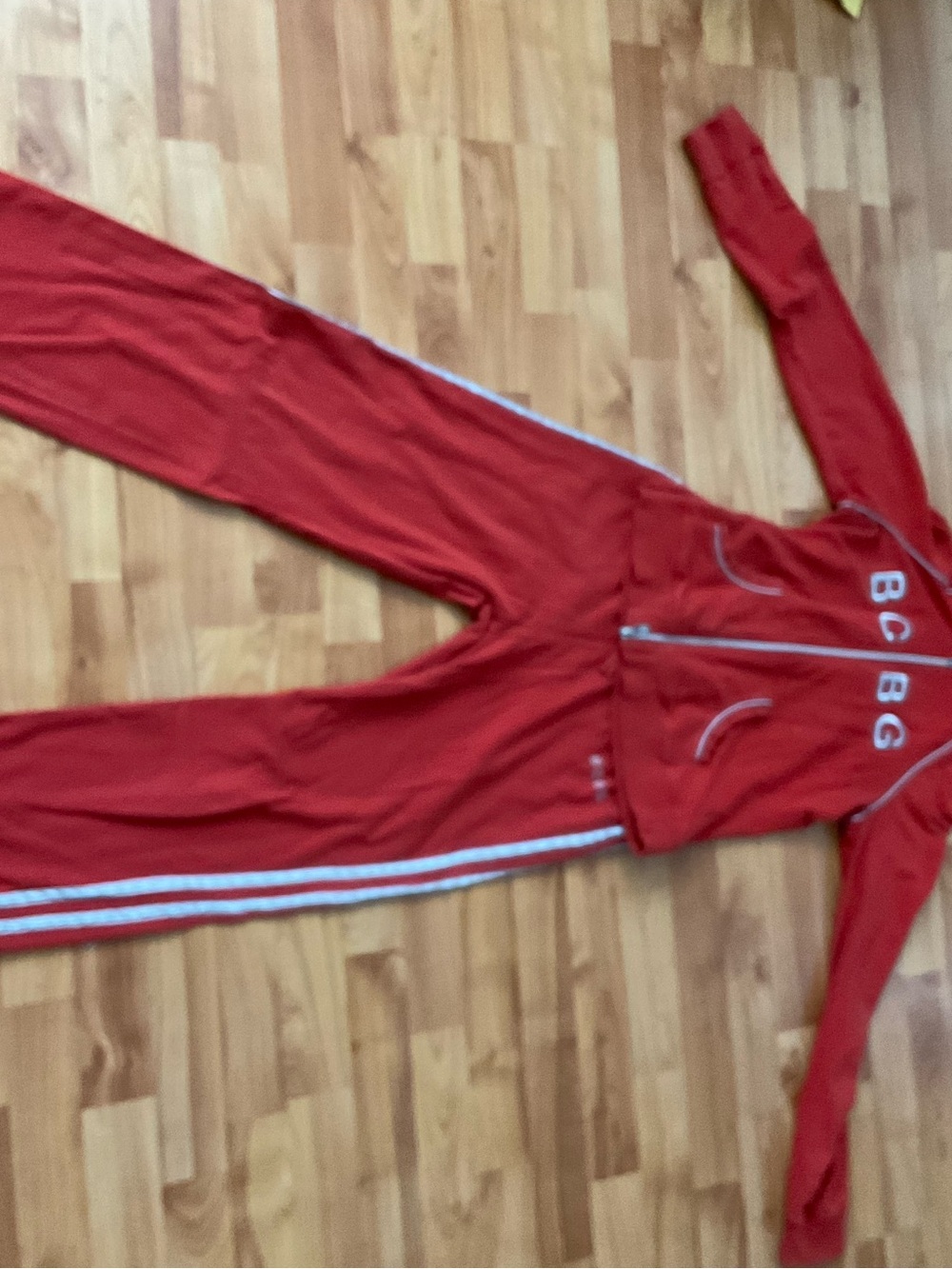 BCBG Red and White Kids' Zip-Front Pajama Set